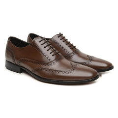 Sapato Social Brogue Boss Café em Couro